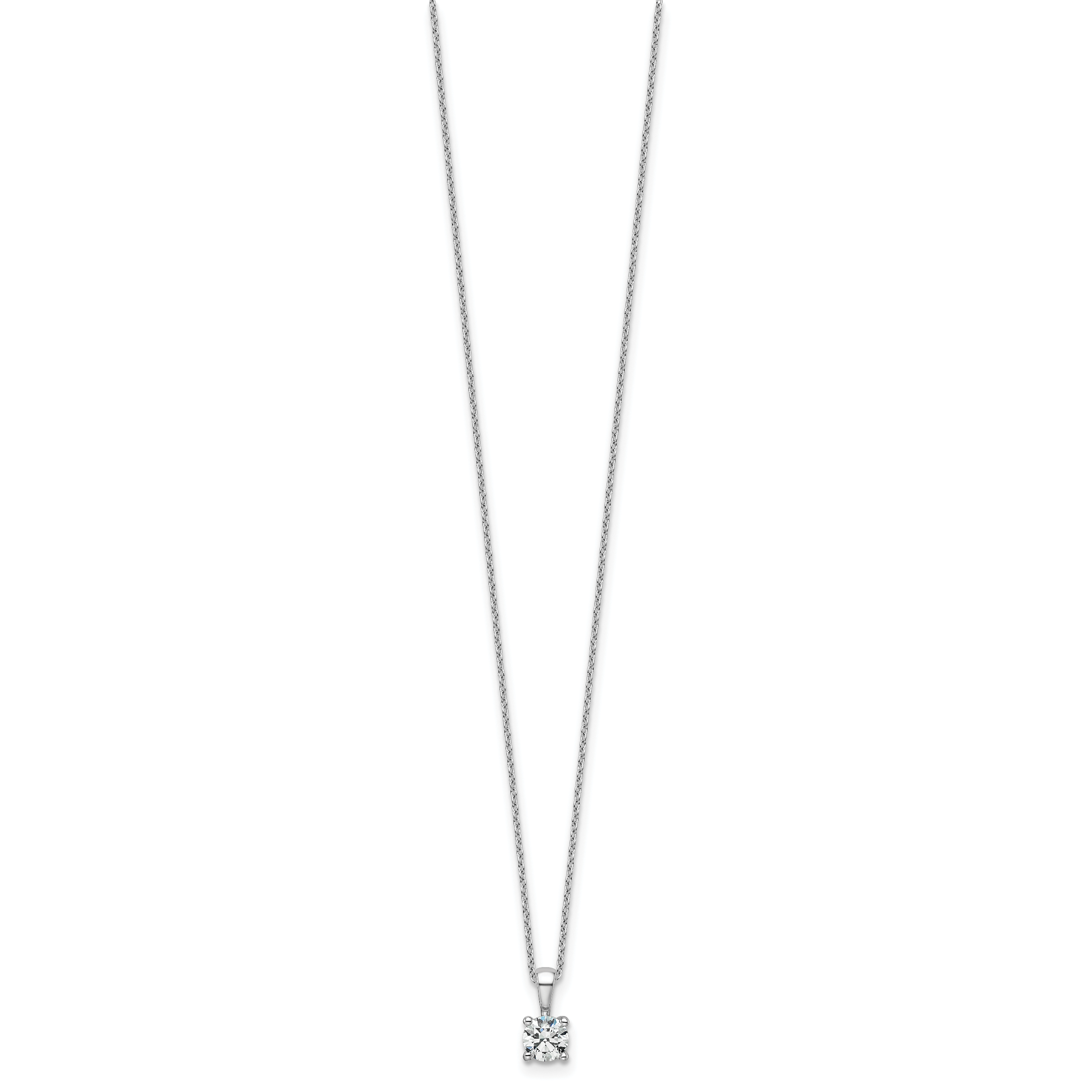 14k White Gold 1/2 carat Lab Grown Diamond VS+ F+ Round Complete 18 inch Four Prong Pendant Necklace Secondary image