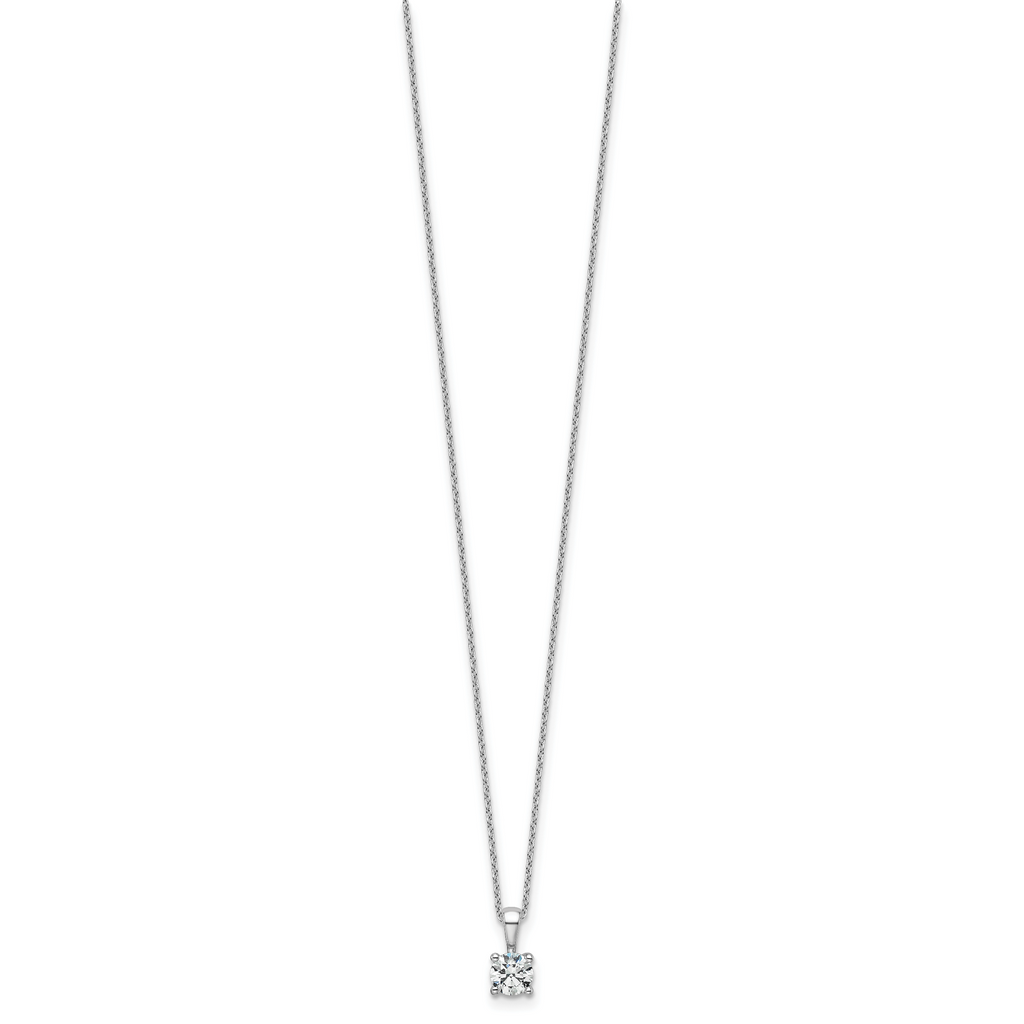 14k White Gold 1/2 carat Lab Grown Diamond VS+ F+ Round Complete 18 inch Four Prong Pendant Necklace