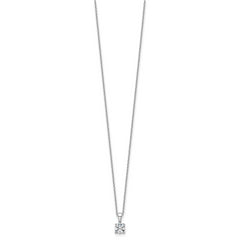 14k White Gold 1/2 carat Certified Lab Grown Diamond VS+ F+ Round Complete 18 inch Four Prong Pendant Necklace