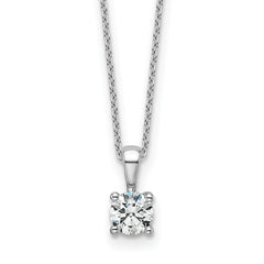 14k White Gold 1/2 carat Certified Lab Grown Diamond VS+ F+ Round Complete 18 inch Four Prong Pendant Necklace