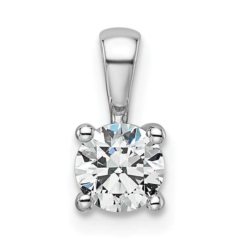 14k White Gold 1/2 carat Lab Grown Diamond VS+ F+ Round Complete Four Prong Pendant