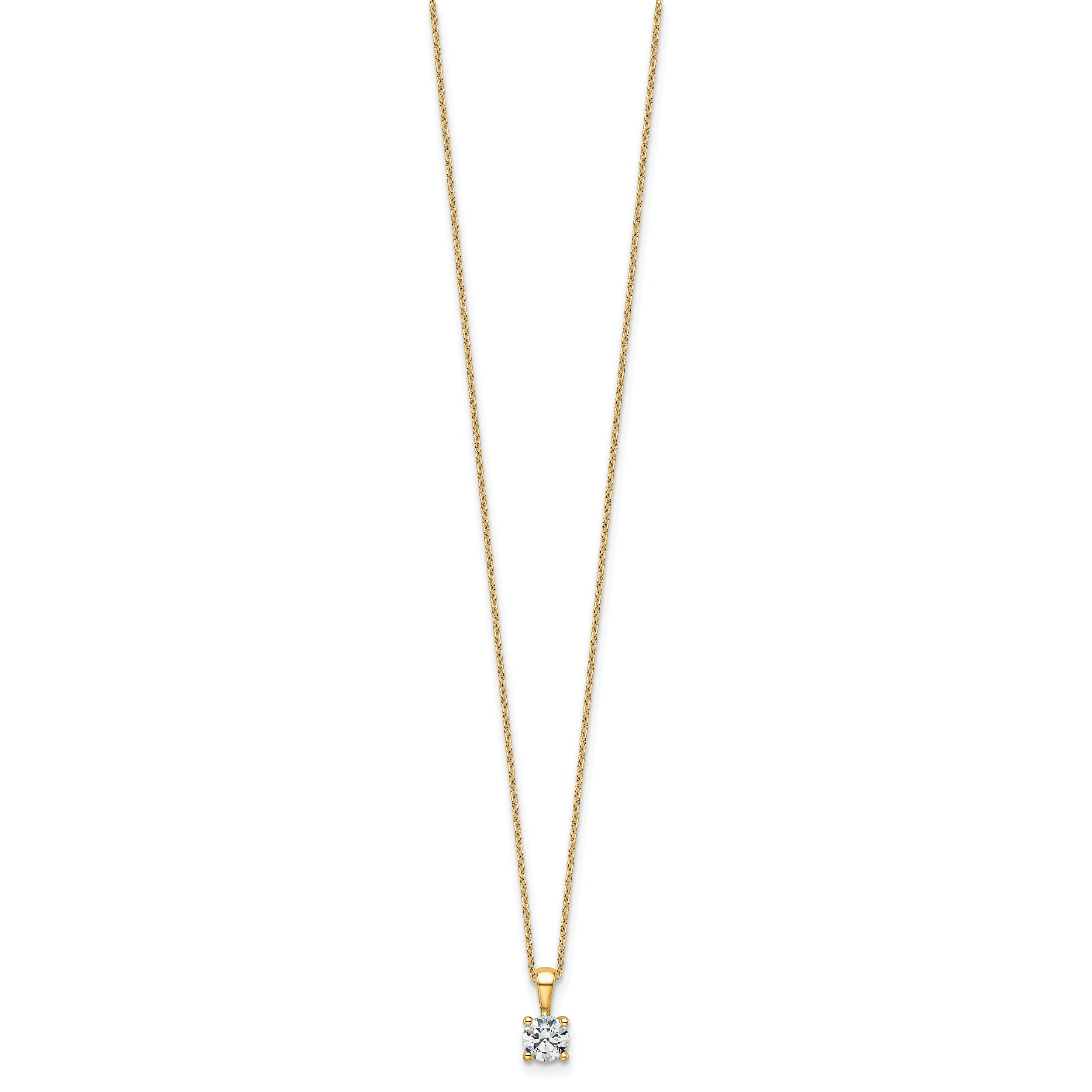 14k 1/2 carat Certified Lab Grown Diamond VS+ F+ Round Complete 18 inch Four Prong Pendant Necklace