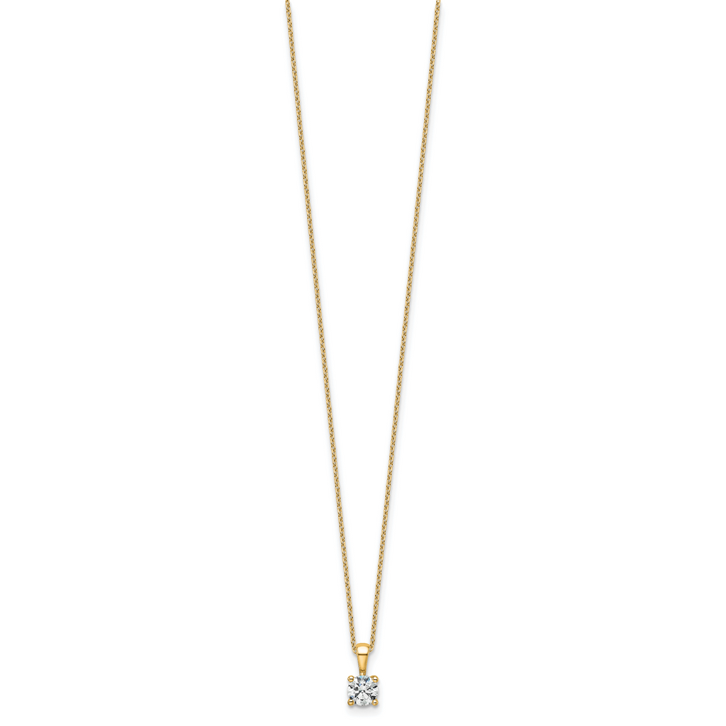 14k 1/2 carat Lab Grown Diamond VS+ F+ Round Complete 18 inch Four Prong Pendant Necklace