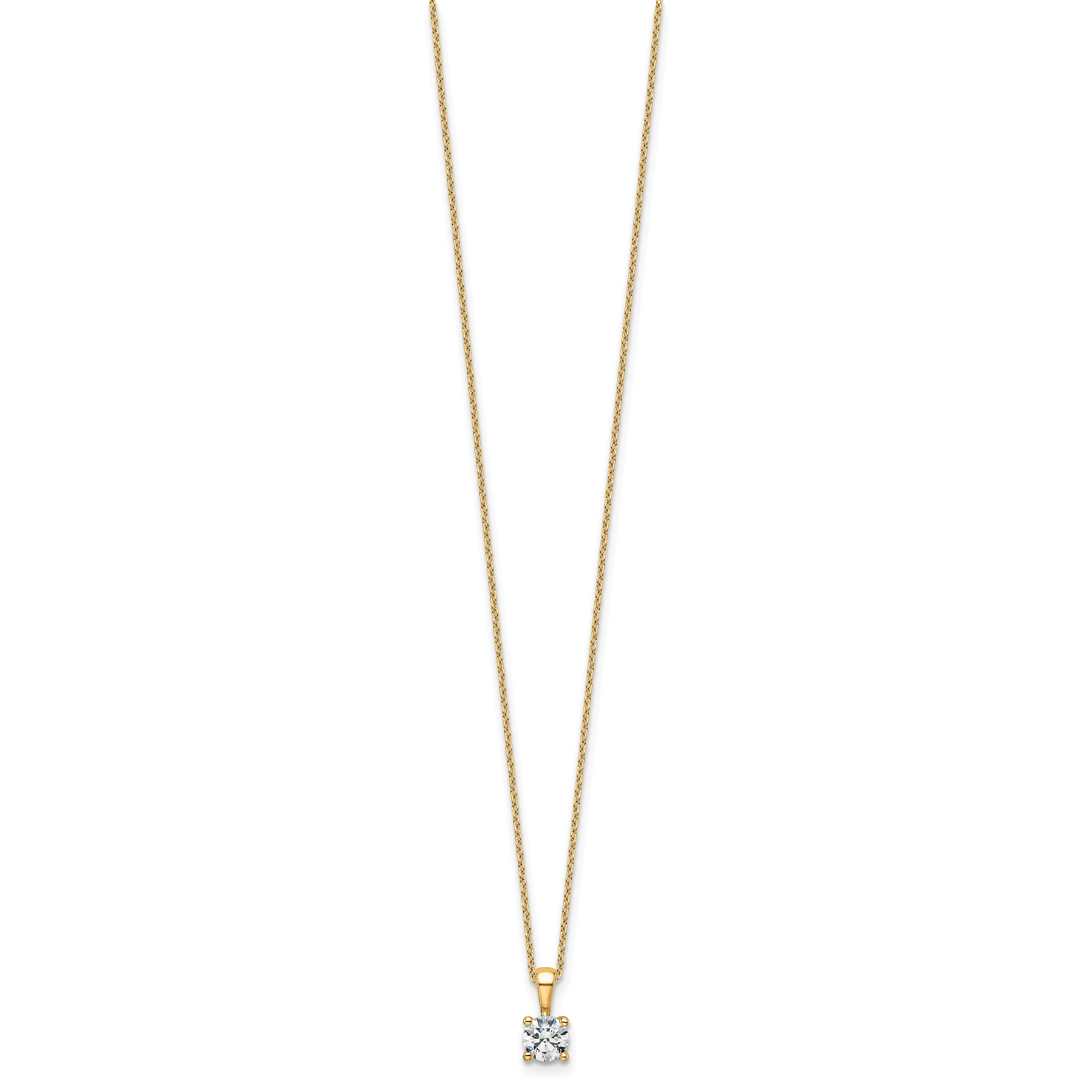 14k 1/2 carat Certified Lab Grown Diamond VS/SI+ G+ Round Complete 18 inch Four Prong Pendant Necklace