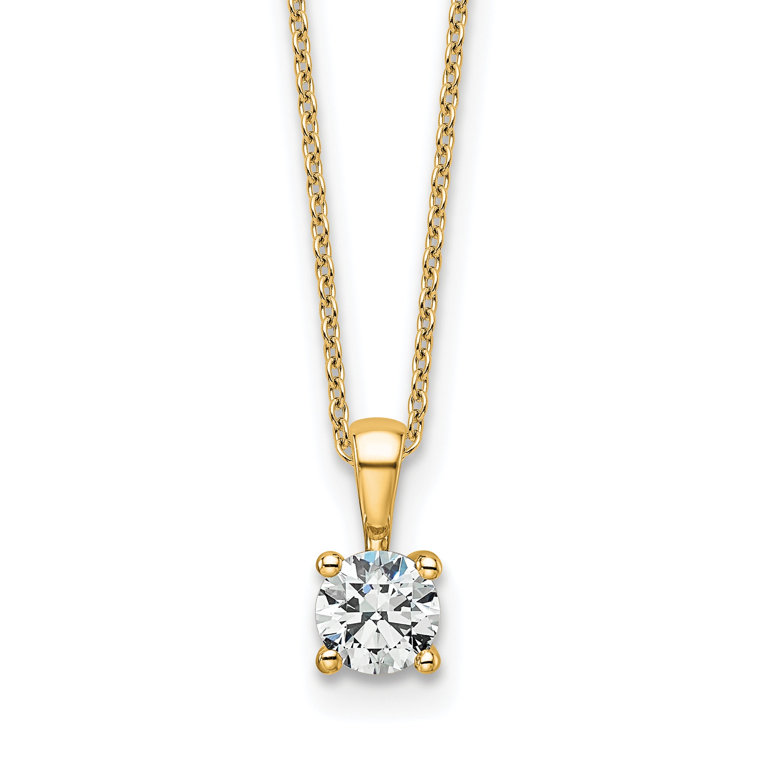 14k 1/2 carat Certified Lab Grown Diamond VS+ F+ Round Complete 18 inch Four Prong Pendant Necklace