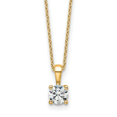 14k 1/2 carat Certified Lab Grown Diamond VS+ F+ Round Complete 18 inch Four Prong Pendant Necklace