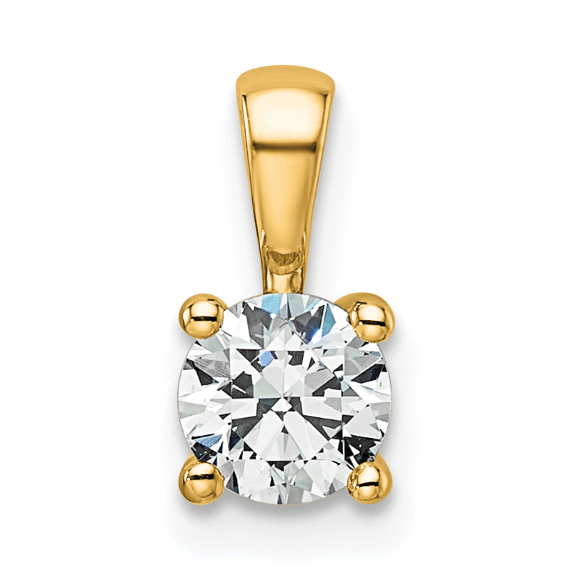 14k 1/2 carat Certified Lab Grown Diamond VS+ F+ Round Complete Four Prong Pendant