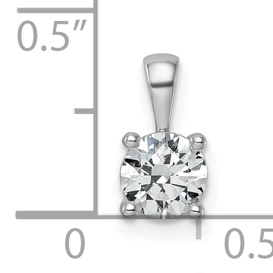 14k White Gold 3/4 carat Lab Grown Diamond VS+ F+ Round Complete Four Prong Pendant