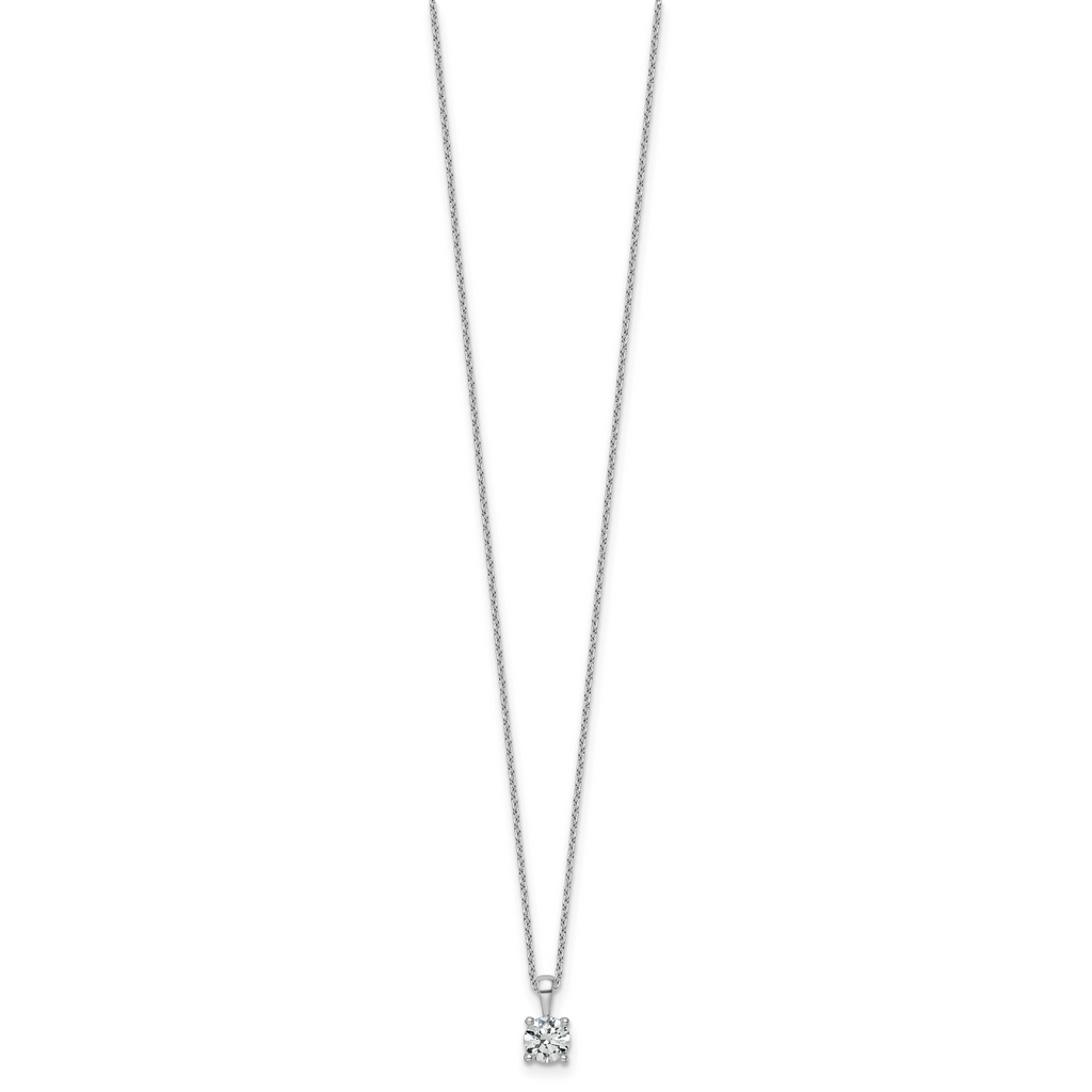14k White Gold 3/4 carat Certified Lab Grown Diamond VS+ F+ Round Complete 18 inch Four Prong Pendant Necklace