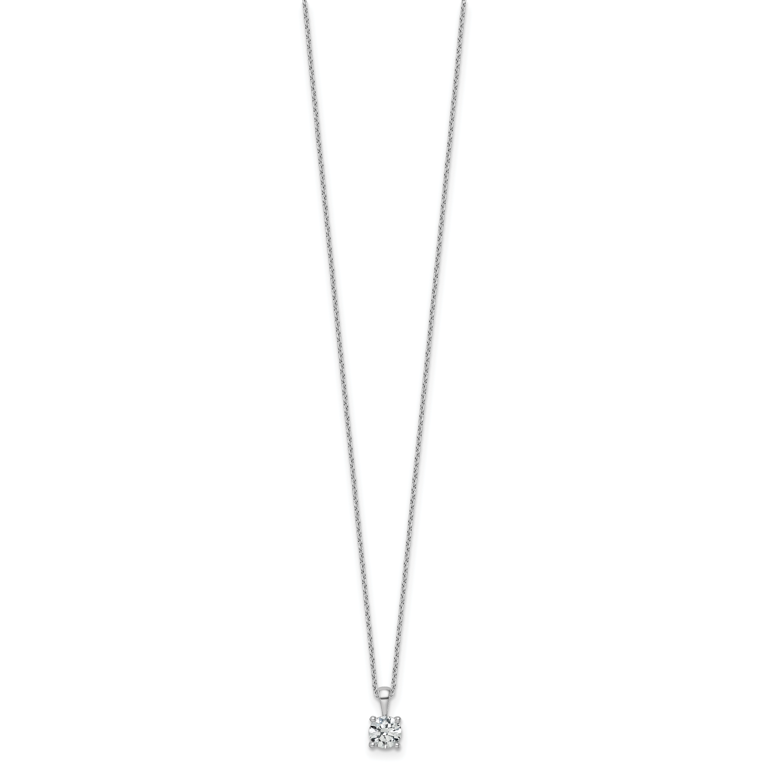 14k White Gold 3/4 carat Lab Grown Diamond VS/SI+ G+ Round Complete 18 inch Four Prong Pendant Necklace