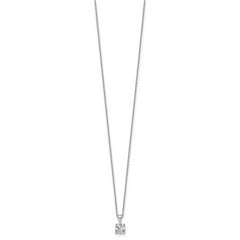 14k White Gold 3/4 carat Certified Lab Grown Diamond VS/SI+ G+ Round Complete 18 inch Four Prong Pendant Necklace