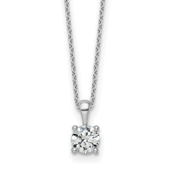 14k White Gold 3/4 carat Certified Lab Grown Diamond VS+ F+ Round Complete 18 inch Four Prong Pendant Necklace