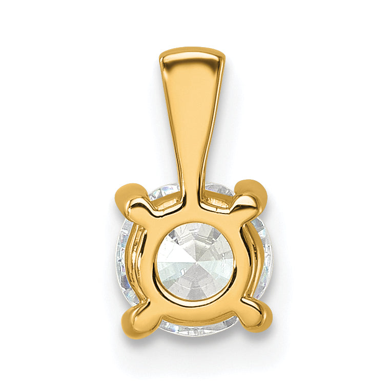 14k 3/4 carat Certified Lab Grown Diamond VS+ F+ Round Complete Four Prong Pendant