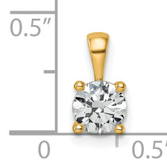 14k 3/4 carat Certified Lab Grown Diamond VS+ F+ Round Complete Four Prong Pendant
