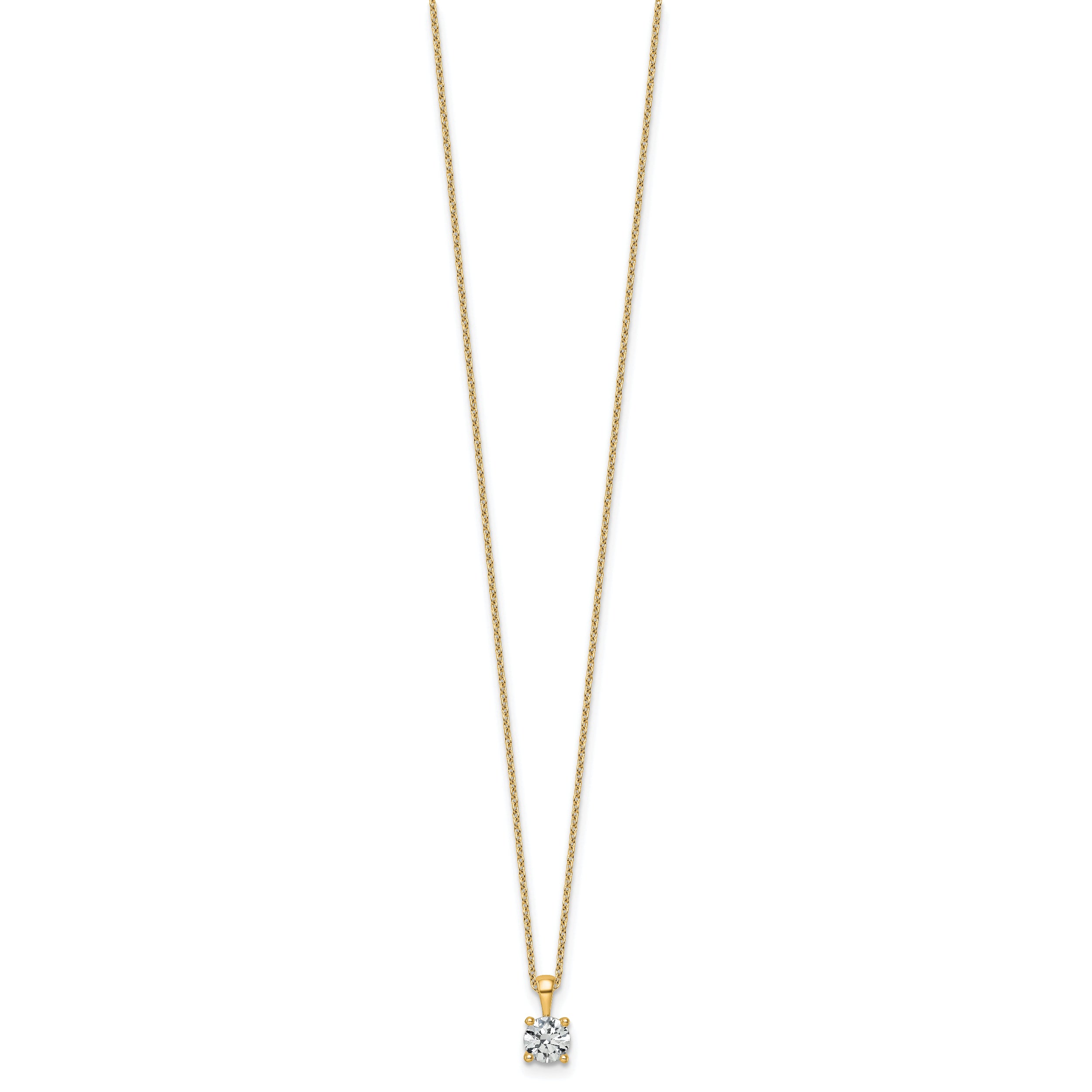 14k 3/4 carat Certified Lab Grown Diamond VS/SI+ G+ Round Complete 18 inch Four Prong Pendant Necklace