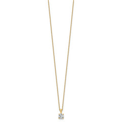 14k 3/4 carat Certified Lab Grown Diamond VS/SI+ G+ Round Complete 18 inch Four Prong Pendant Necklace