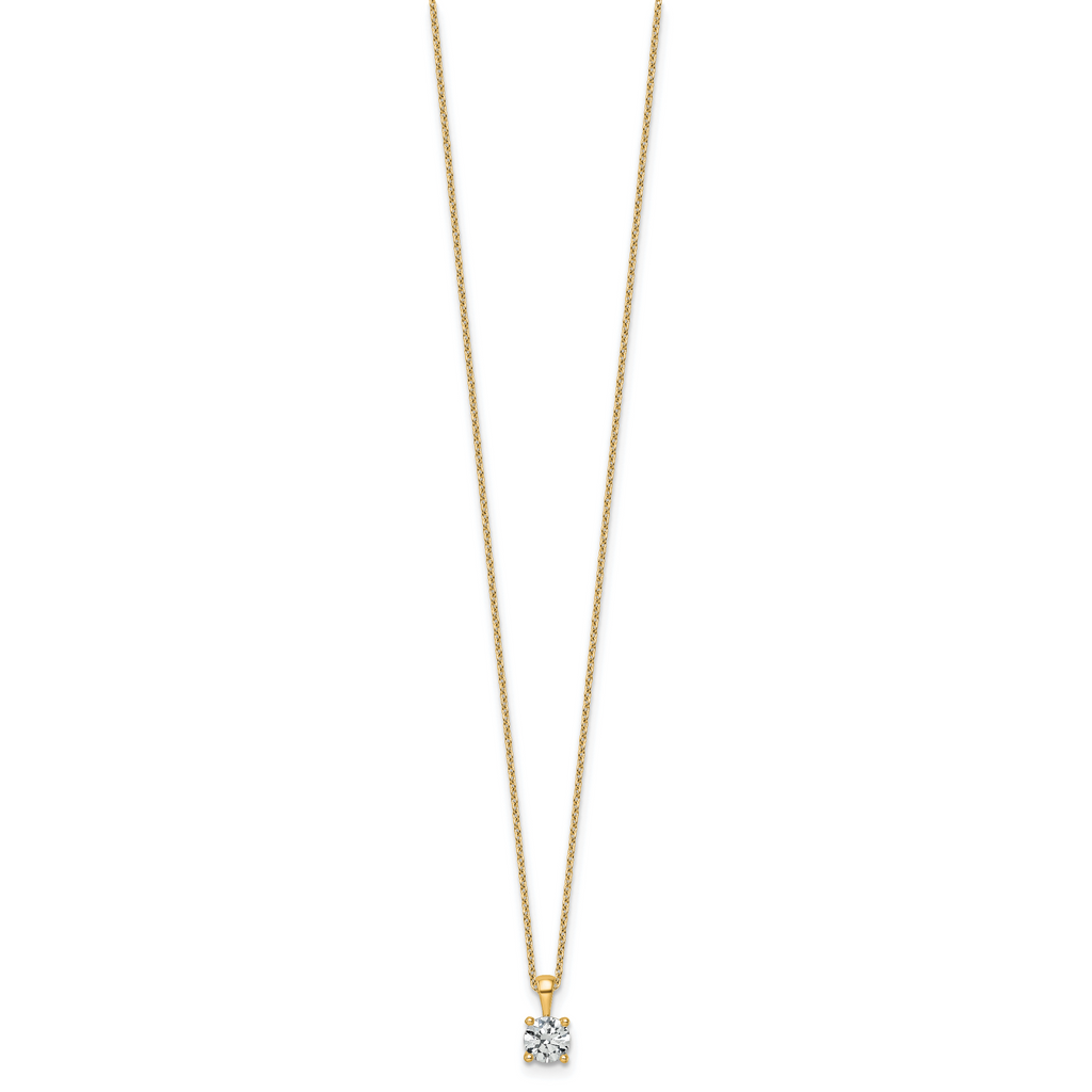 14k 3/4 carat Certified Lab Grown Diamond VS+ F+ Round Complete 18 inch Four Prong Pendant Necklace