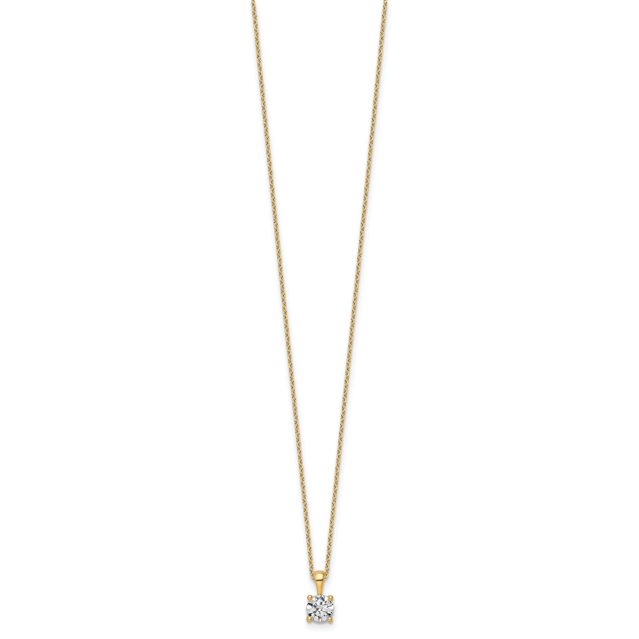 14k 3/4 carat Certified Lab Grown Diamond VS+ F+ Round Complete 18 inch Four Prong Pendant Necklace