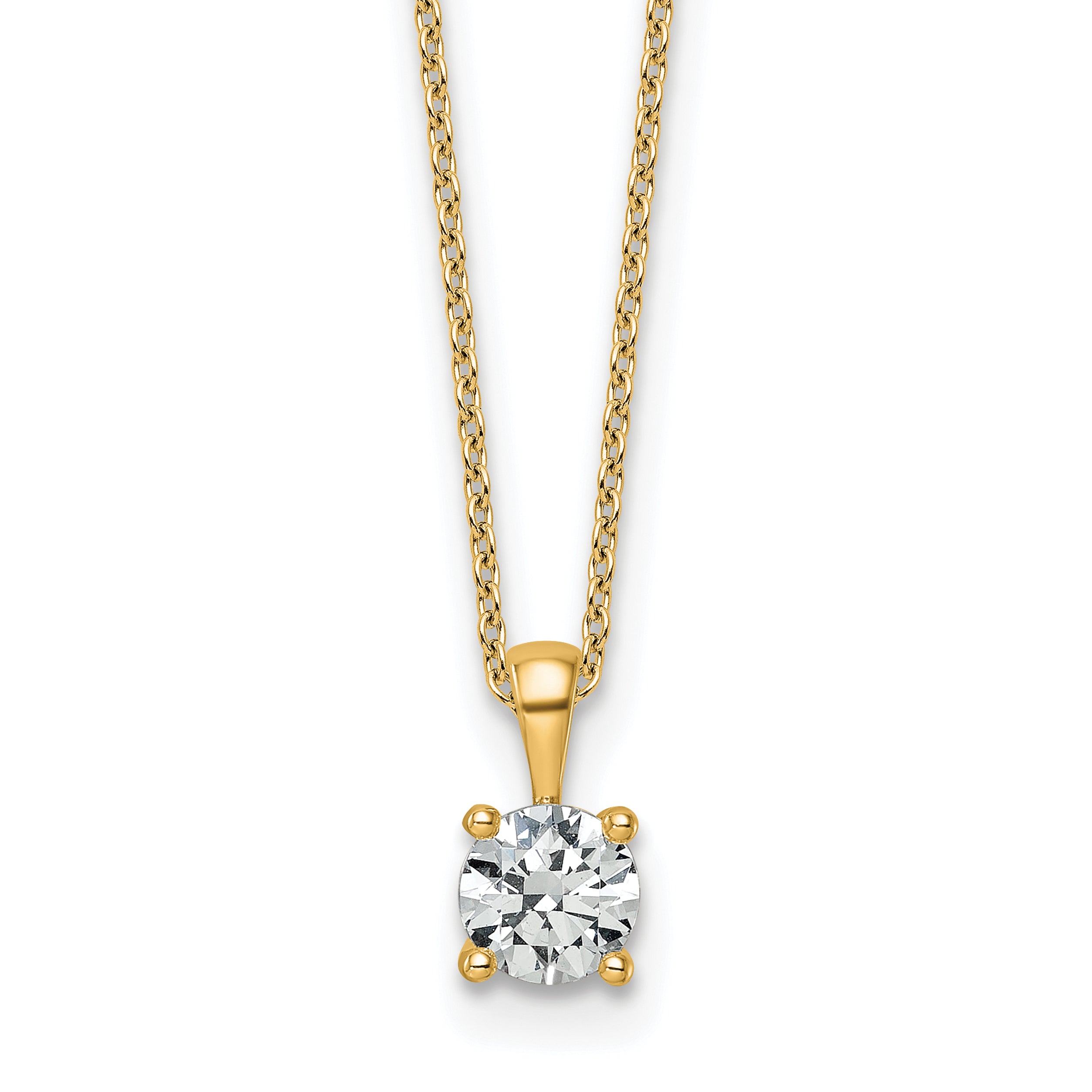 14k 3/4 carat Lab Grown Diamond VS+ F+ Round Complete 18 inch Four Prong Pendant Necklace Main image
