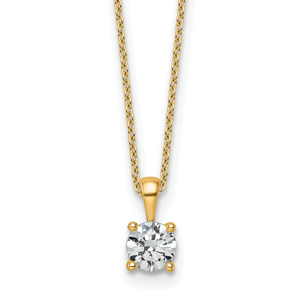 14k 3/4 carat Lab Grown Diamond VS+ F+ Round Complete 18 inch Four Prong Pendant Necklace