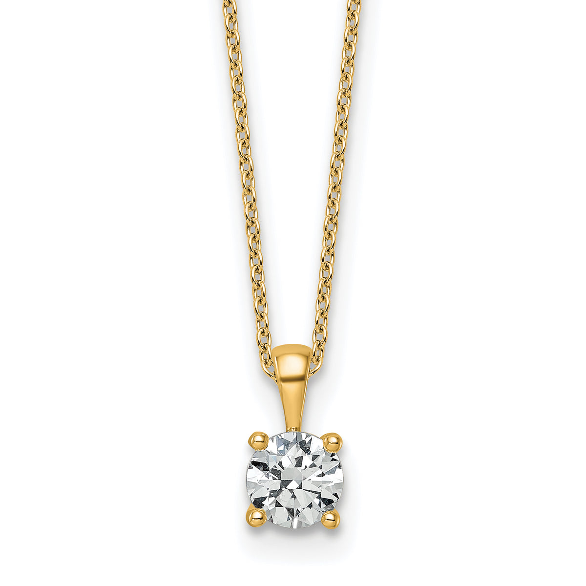14k 3/4 carat Certified Lab Grown Diamond VS/SI+ G+ Round Complete 18 inch Four Prong Pendant Necklace