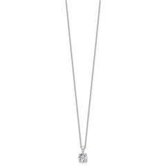 14k White Gold 1 carat Certified Lab Grown Diamond VS/SI+ G+ Round Complete 18 inch Four Prong Pendant Necklace