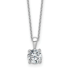 14k White Gold 1 carat Certified Lab Grown Diamond VS/SI+ G+ Round Complete 18 inch Four Prong Pendant Necklace
