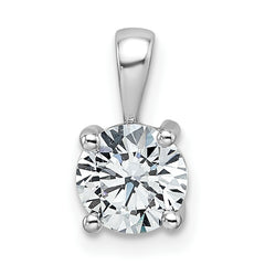 14k White Gold 1 carat Certified Lab Grown Diamond VS+ F+ Round Complete Four Prong Pendant