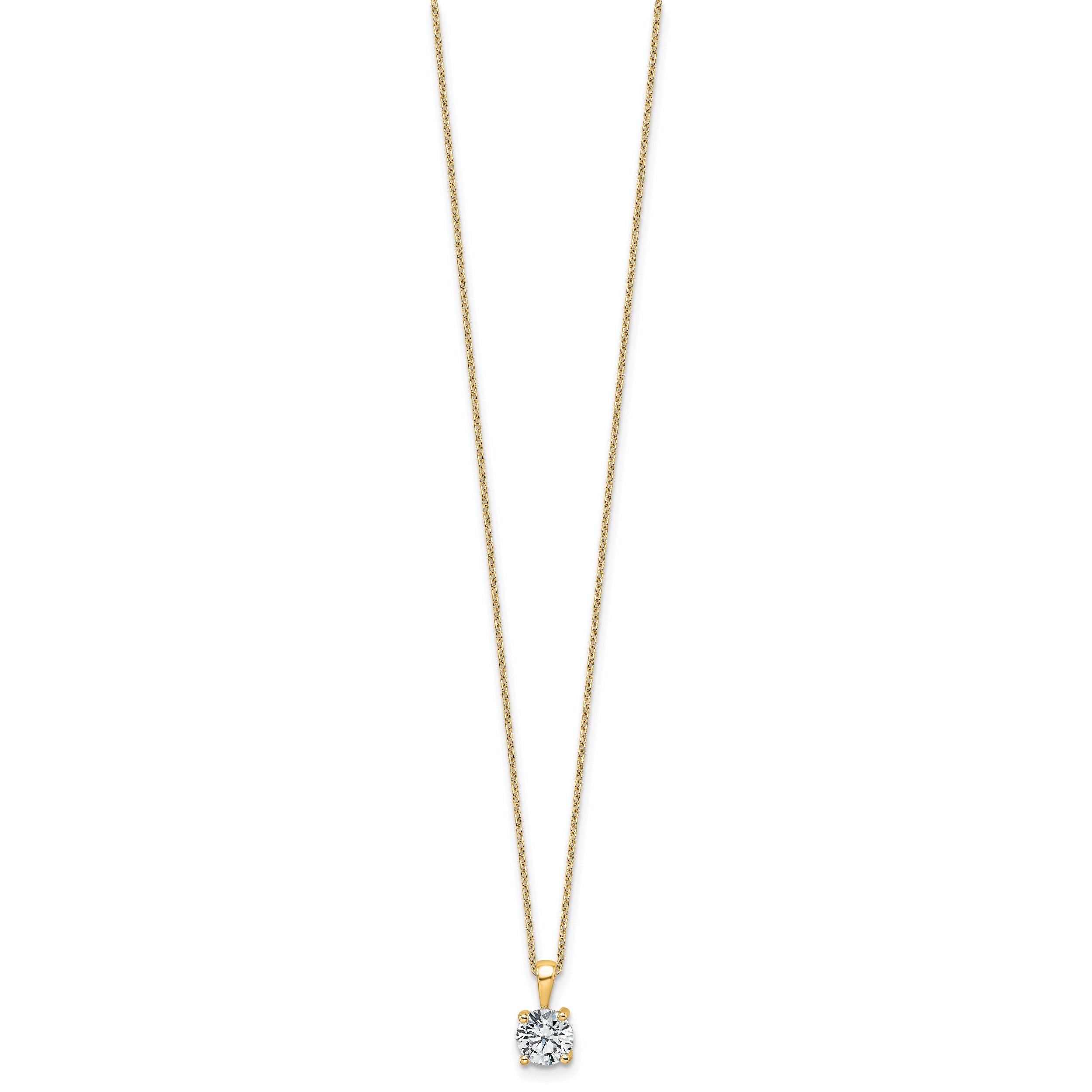14k 1 carat Lab Grown Diamond VS/SI+ G+ Round Complete 18 inch Four Prong Pendant Necklace