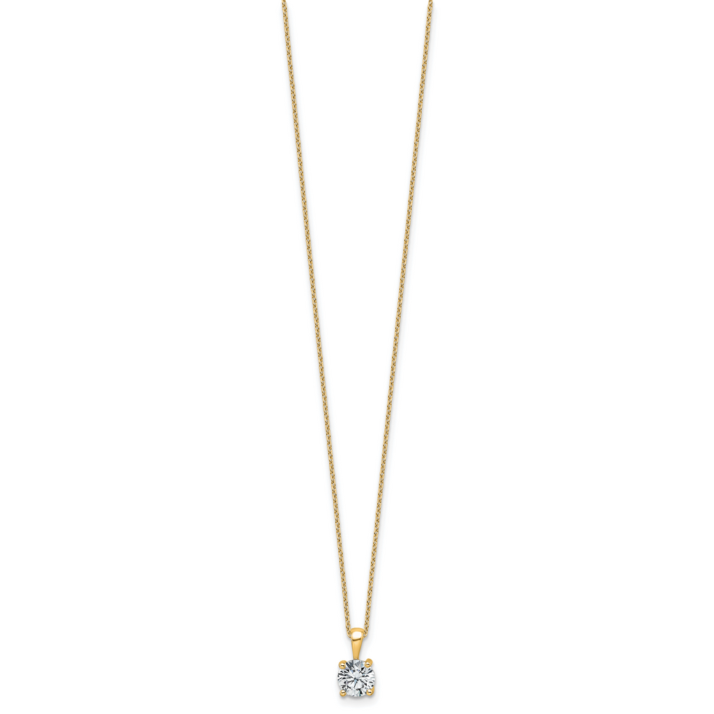14k 1 carat Lab Grown Diamond VS/SI+ G+ Round Complete 18 inch Four Prong Pendant Necklace