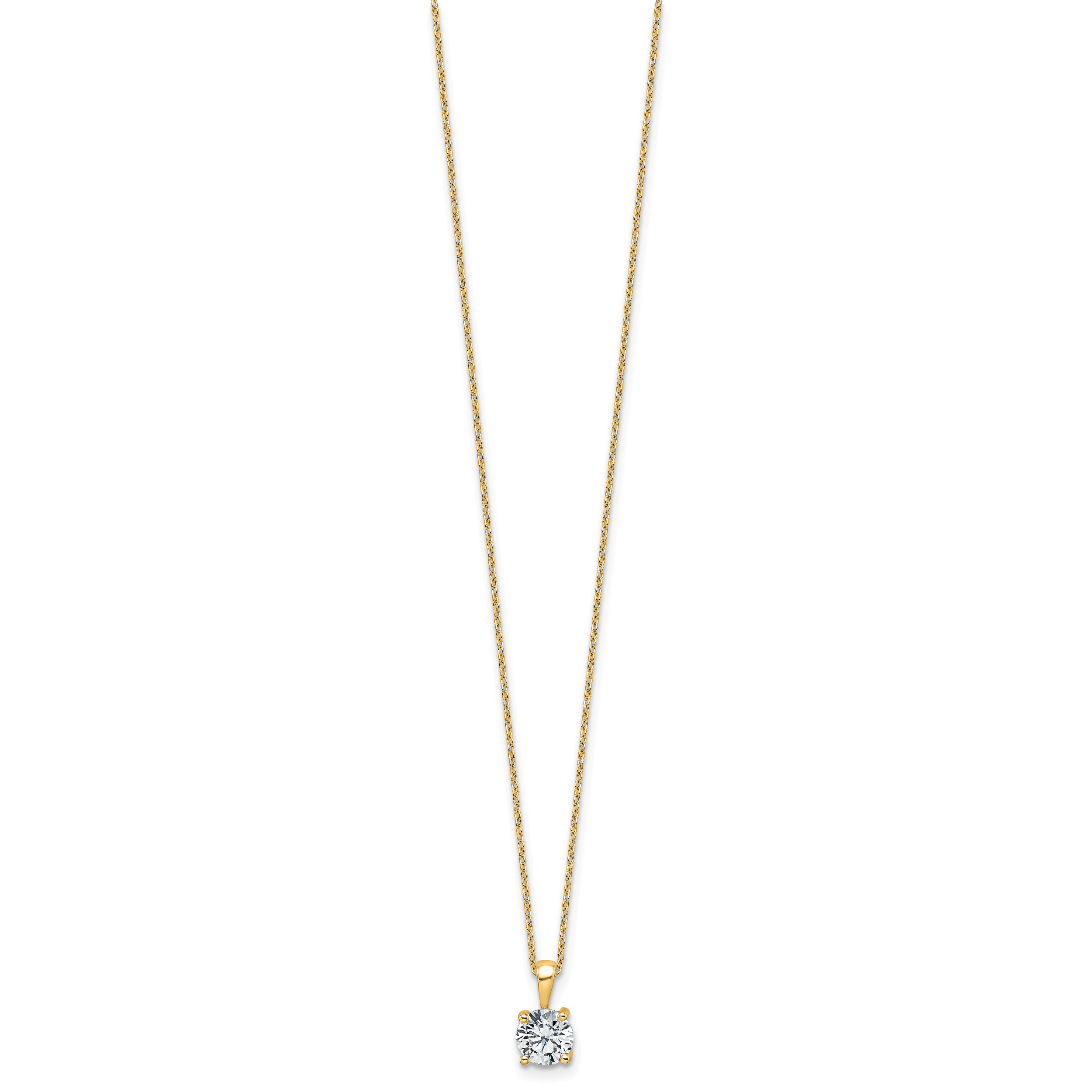 14k 1 carat Lab Grown Diamond VS+ F+ Round Complete 18 inch Four Prong Pendant Necklace