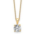 14k 1 carat Certified Lab Grown Diamond VS+ F+ Round Complete 18 inch Four Prong Pendant Necklace