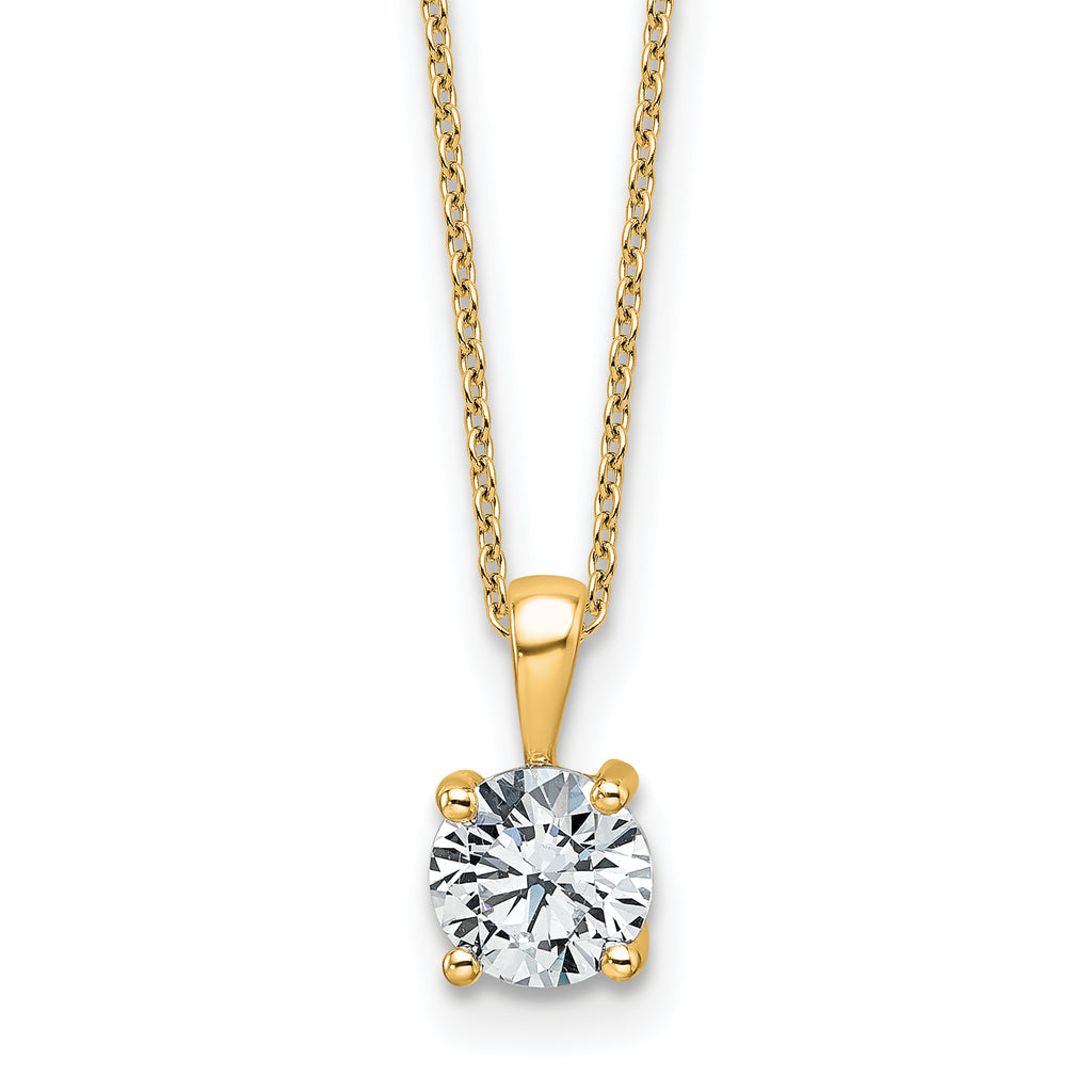 14k 1 carat Lab Grown Diamond VS/SI+ G+ Round Complete 18 inch Four Prong Pendant Necklace