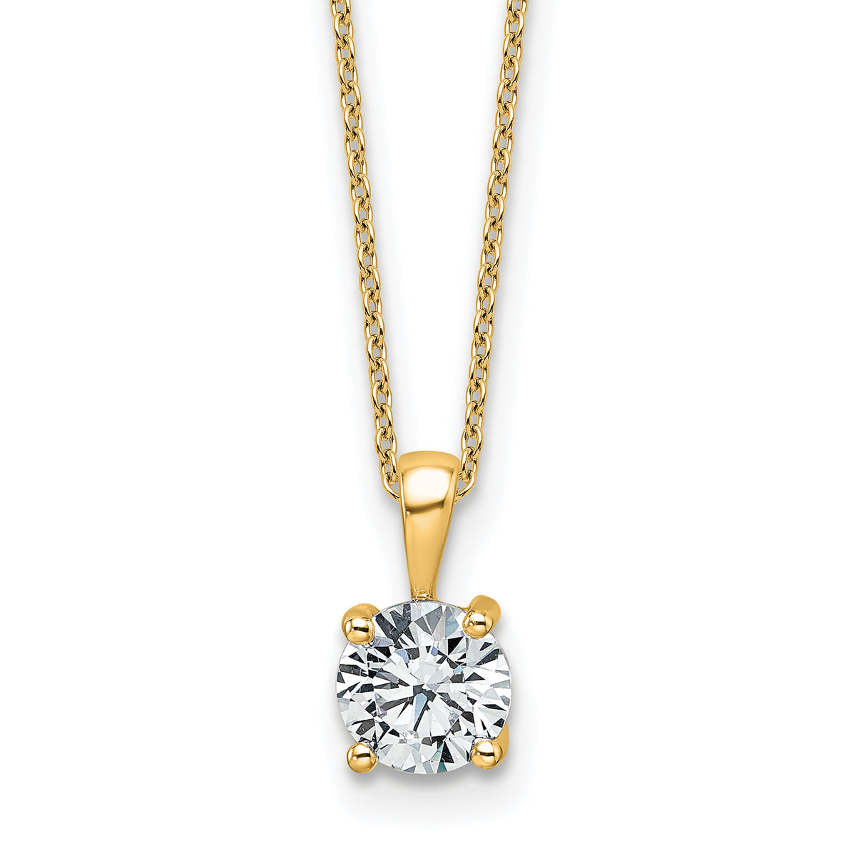 14k 1 carat Lab Grown Diamond VS/SI+ G+ Round Complete 18 inch Four Prong Pendant Necklace