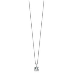 14k White Gold 1 1/2 carat Certified Lab Grown Diamond VS/SI+ G+ Round Complete 18 inch Four Prong Pendant Necklace