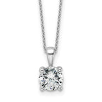 14k White Gold 1 1/2 carat Certified Lab Grown Diamond VS/SI+ G+ Round Complete 18 inch Four Prong Pendant Necklace