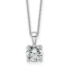 14k White Gold 1 1/2 carat Certified Lab Grown Diamond VS/SI+ G+ Round Complete 18 inch Four Prong Pendant Necklace