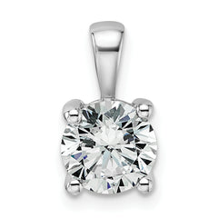 14k White Gold 1 1/2 carat Certified Lab Grown Diamond VS+ F+ Round Complete Four Prong Pendant