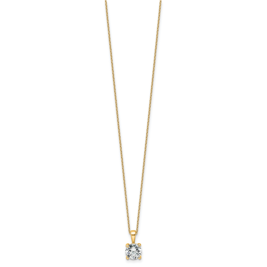 14k 1 1/2 carat Lab Grown Diamond VS+ F+ Round Complete 18 inch Four Prong Pendant Necklace