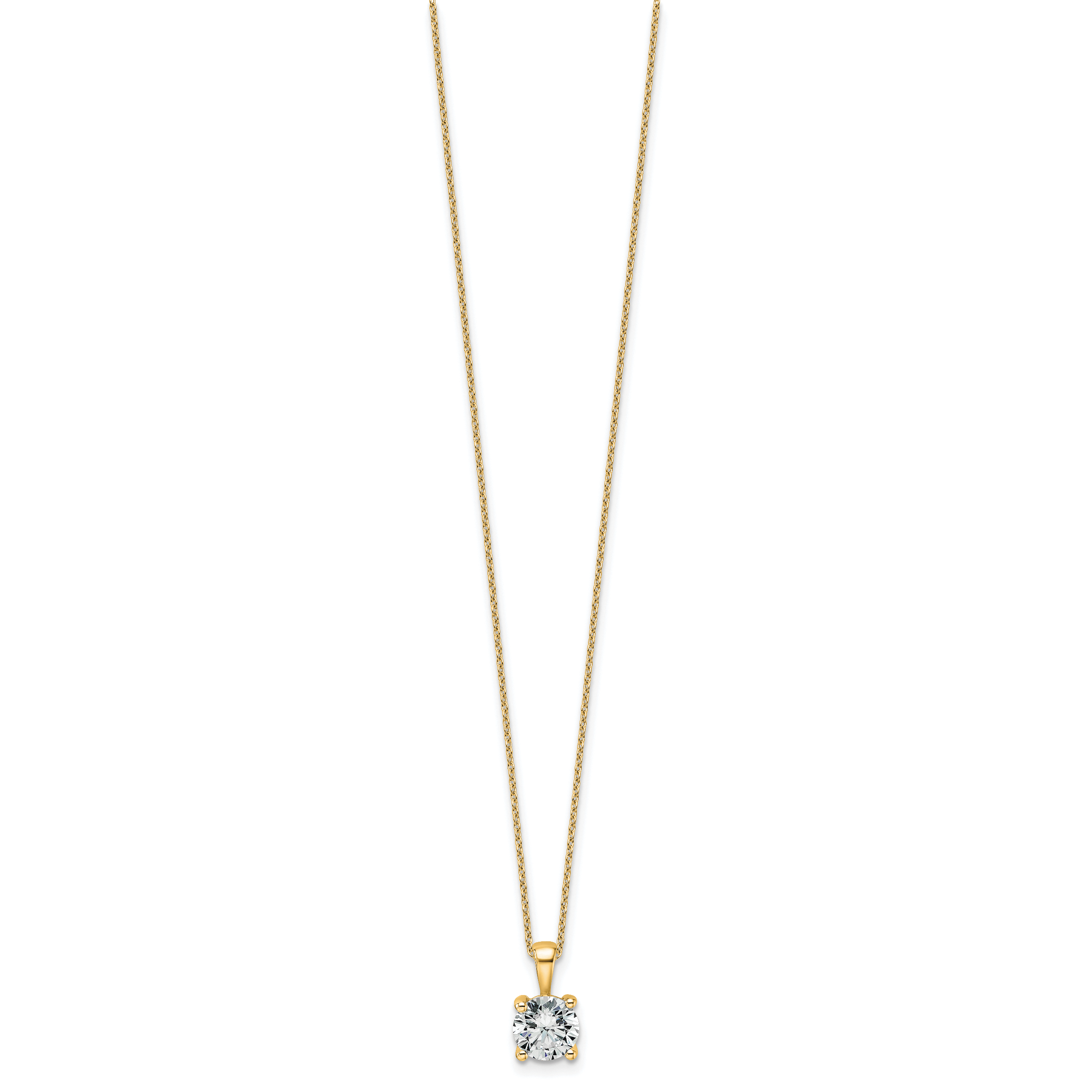 14k 1 1/2 carat Lab Grown Diamond VS/SI+ G+ Round Complete 18 inch Four Prong Pendant Necklace