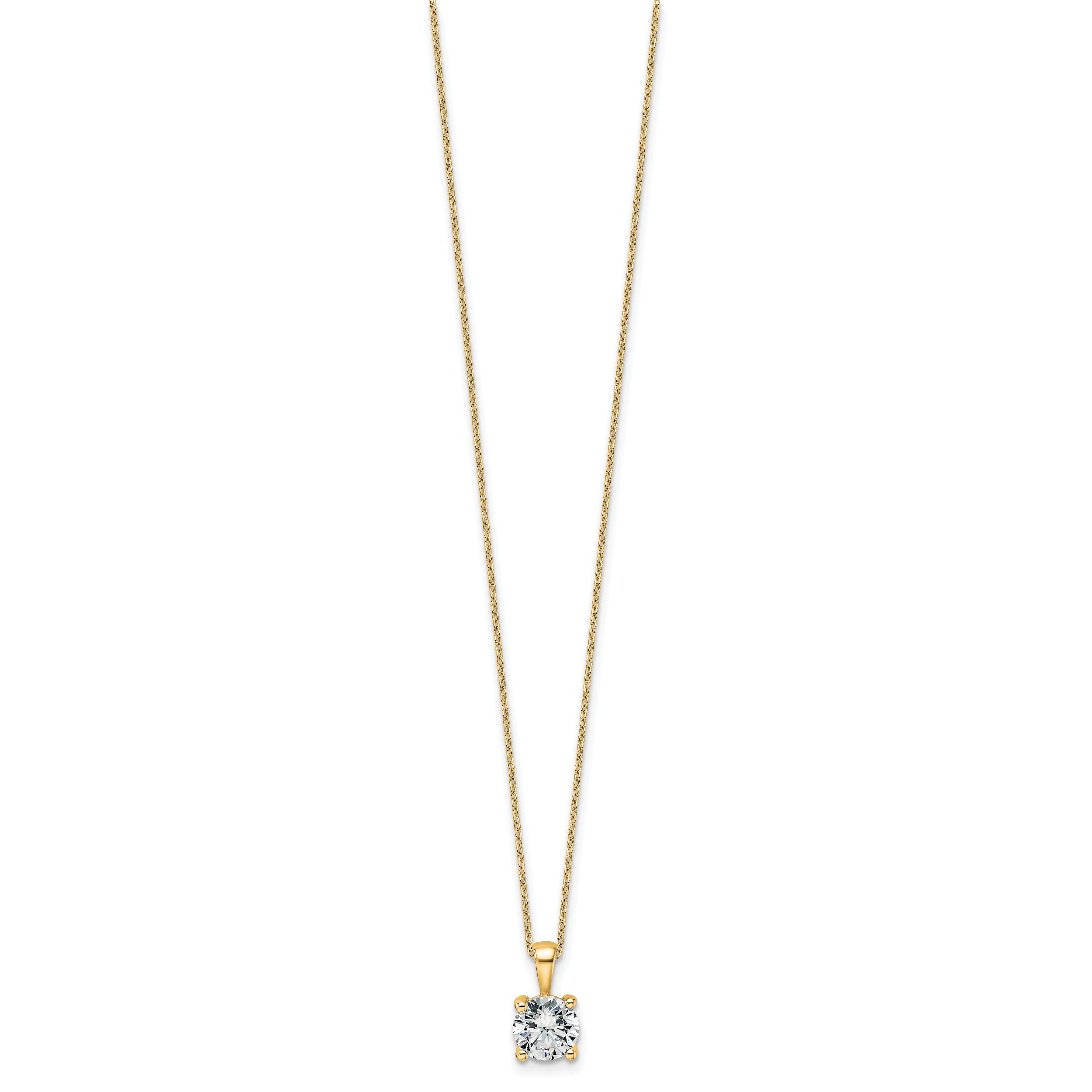 14k 1 1/2 carat Certified Lab Grown Diamond VS+ F+ Round Complete 18 inch Four Prong Pendant Necklace