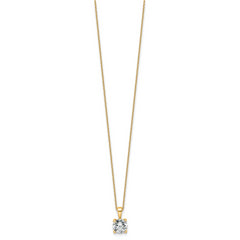 14k 1 1/2 carat Certified Lab Grown Diamond VS+ F+ Round Complete 18 inch Four Prong Pendant Necklace