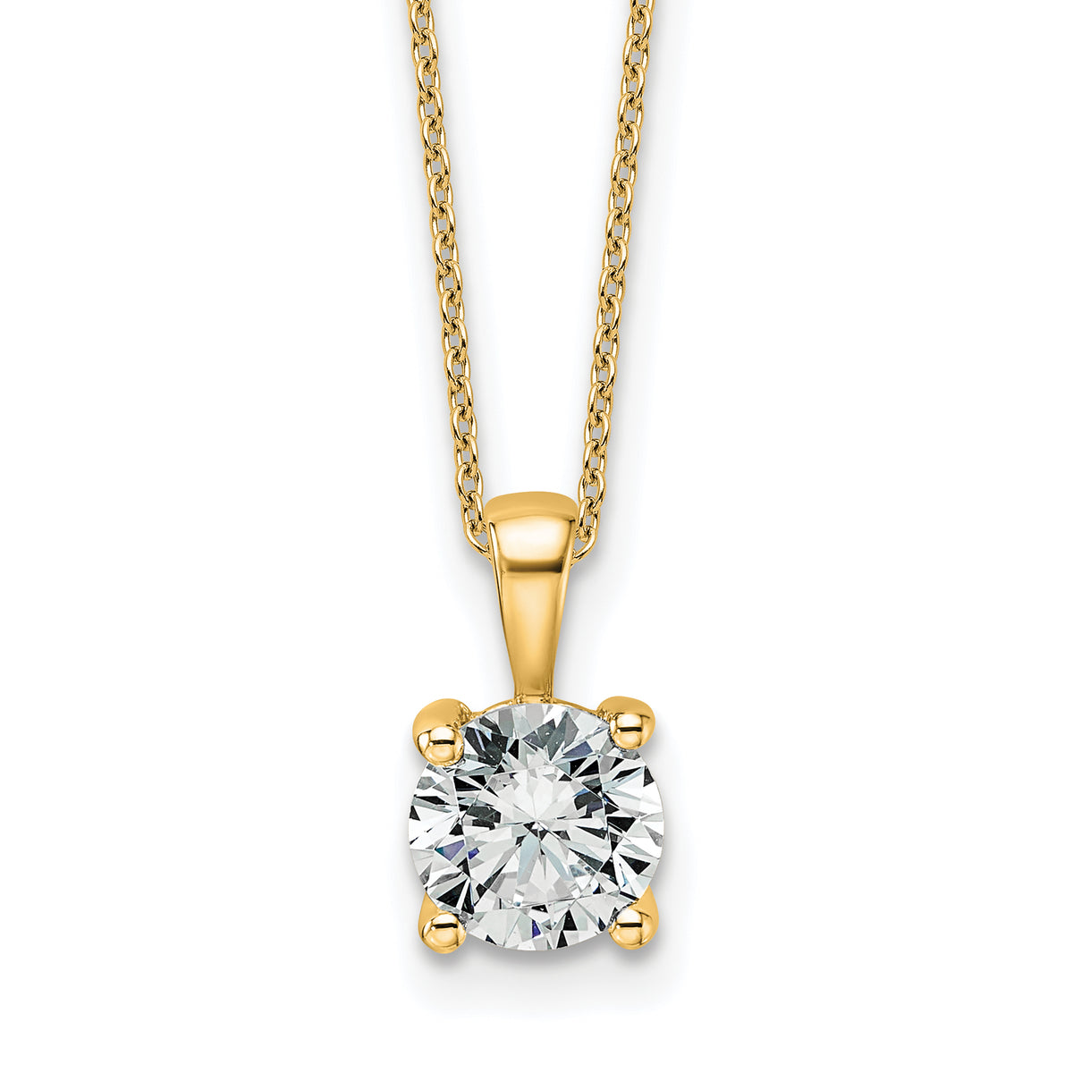 14k 1 1/2 carat Certified Lab Grown Diamond VS+ F+ Round Complete 18 inch Four Prong Pendant Necklace