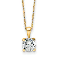 14k 1 1/2 carat Certified Lab Grown Diamond VS+ F+ Round Complete 18 inch Four Prong Pendant Necklace