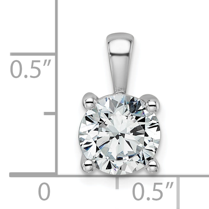 14k White Gold 2 carat Lab Grown Diamond VS/SI+ G+ Round Complete Four Prong Pendant