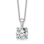 14k White Gold 2 carat Lab Grown Diamond VS+ F+ Round Complete 18 inch Four Prong Pendant Necklace