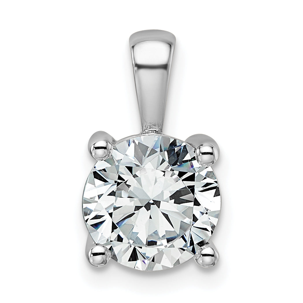 14k White Gold 2 carat Lab Grown Diamond VS/SI+ G+ Round Complete Four Prong Pendant