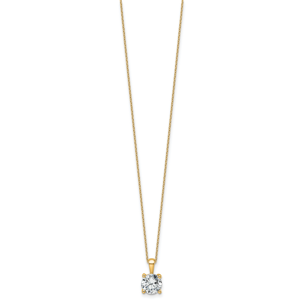 14k 2 carat Certified Lab Grown Diamond VS/SI+ G+ Round Complete 18 inch Four Prong Pendant Necklace