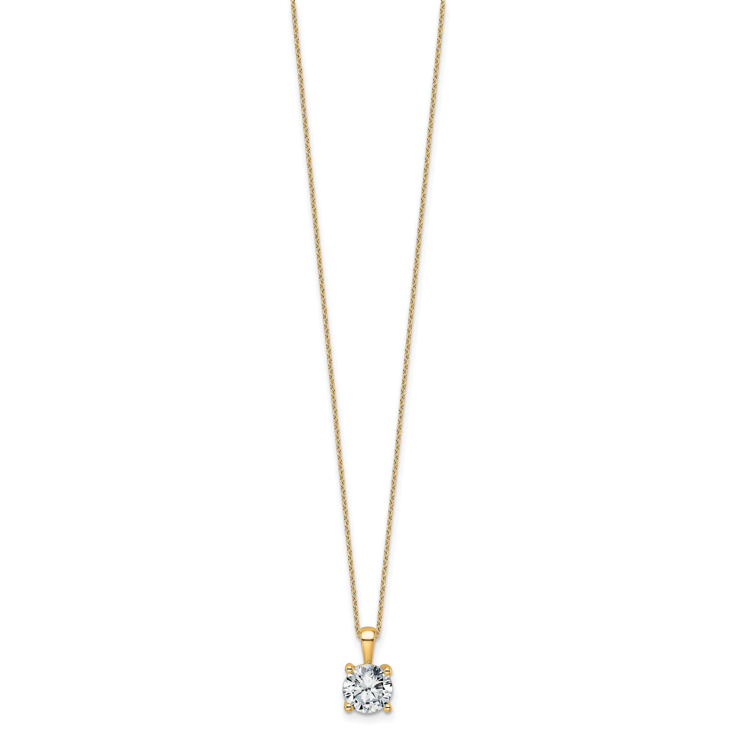 14k 2 carat Certified Lab Grown Diamond VS/SI+ G+ Round Complete 18 inch Four Prong Pendant Necklace