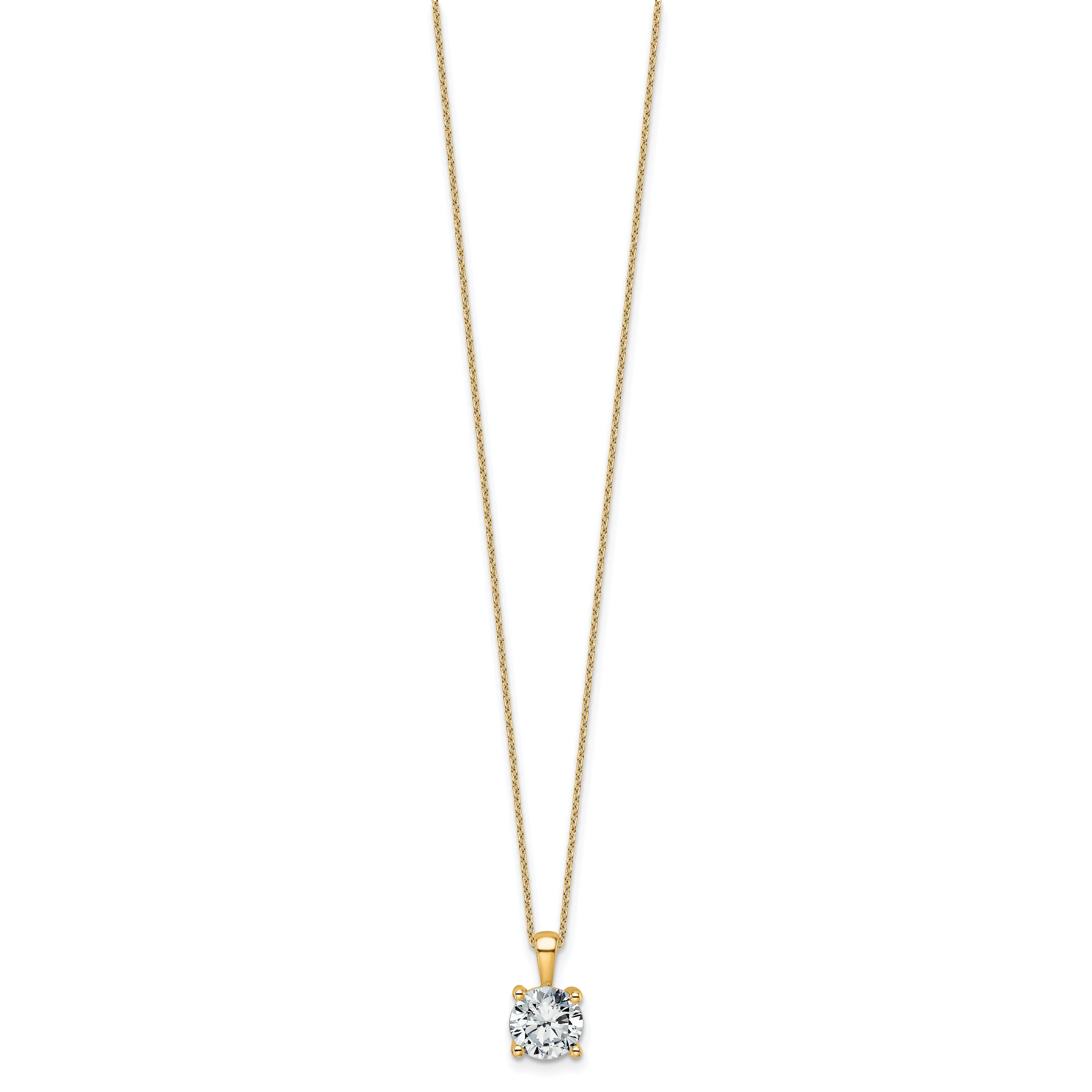 14k 2 carat Certified Lab Grown Diamond VS+ F+ Round Complete 18 inch Four Prong Pendant Necklace
